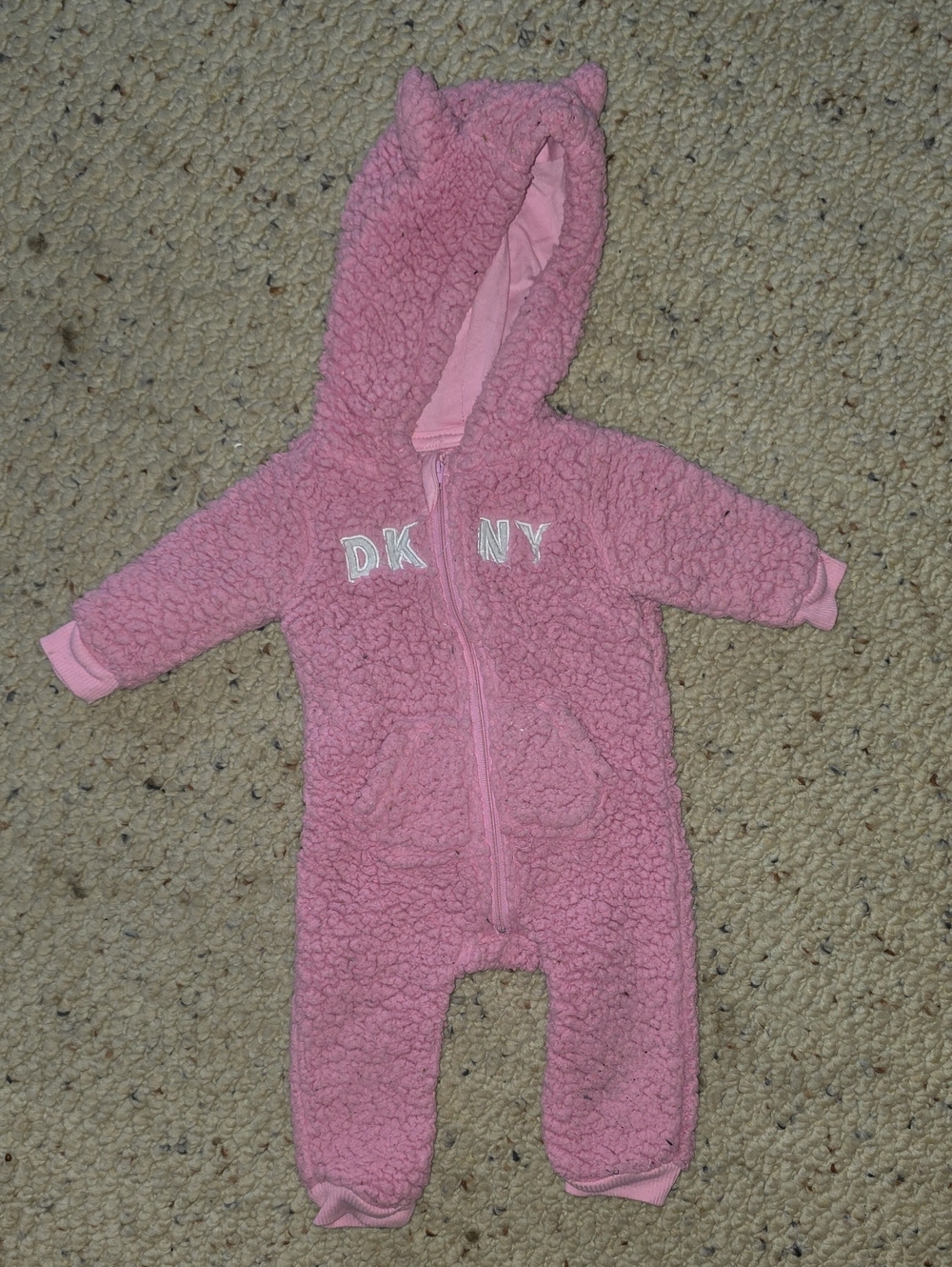 DKNY Pink Sherpa Hooded One-Piece with Ears